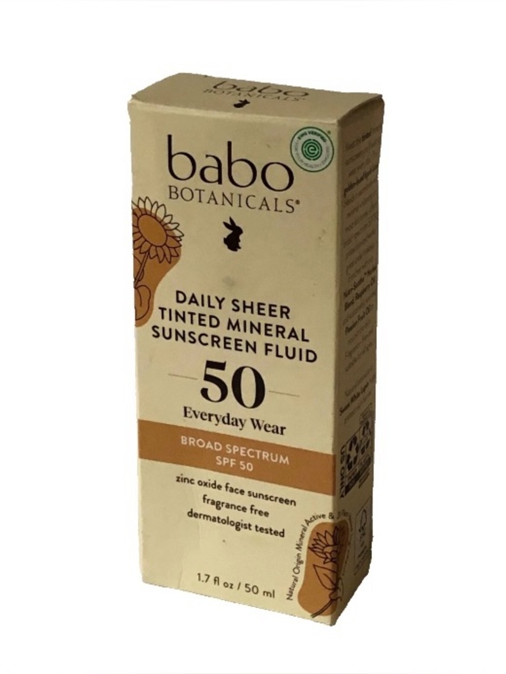 Babo Botanicals Daily Sheer Tinted Mineral Sunscreen SPF 50 - Cream/Tan
For Face